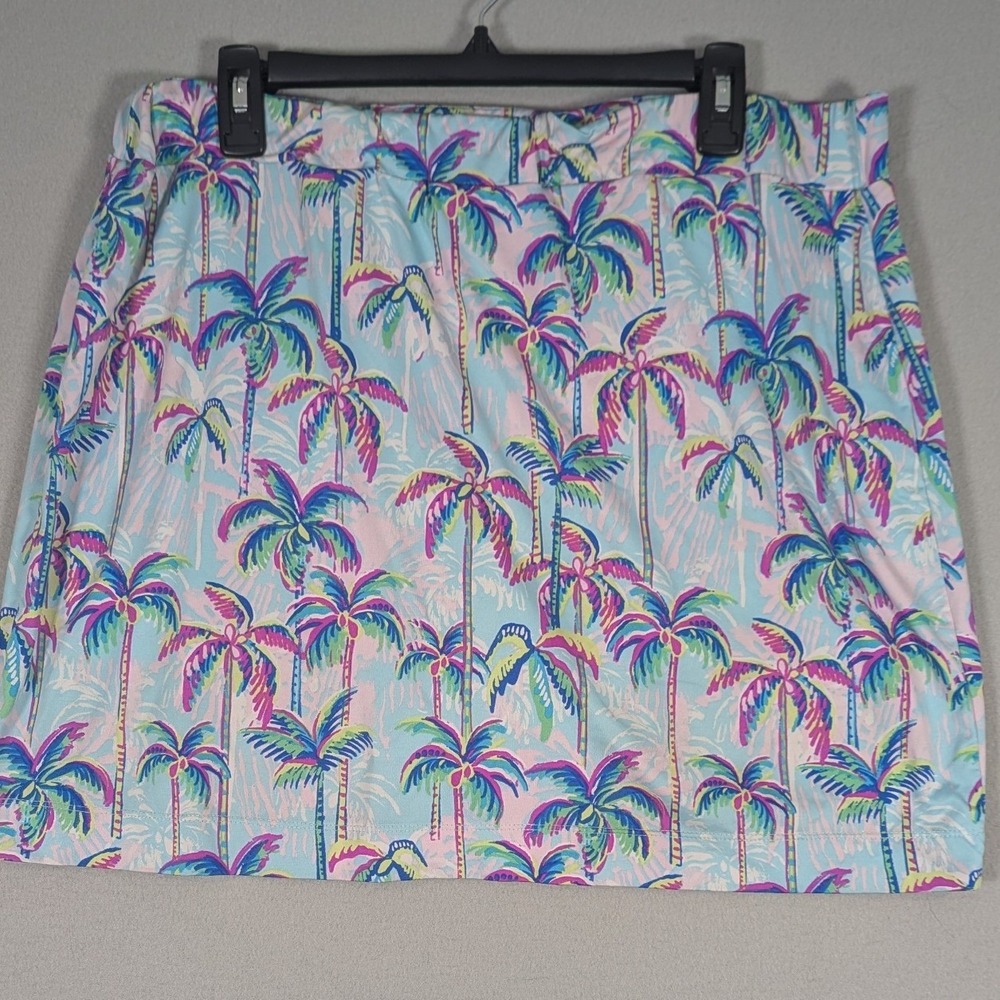 Stella Parker Skort Women XL Tropical Palm Tree Print Blue Pink Active Golf